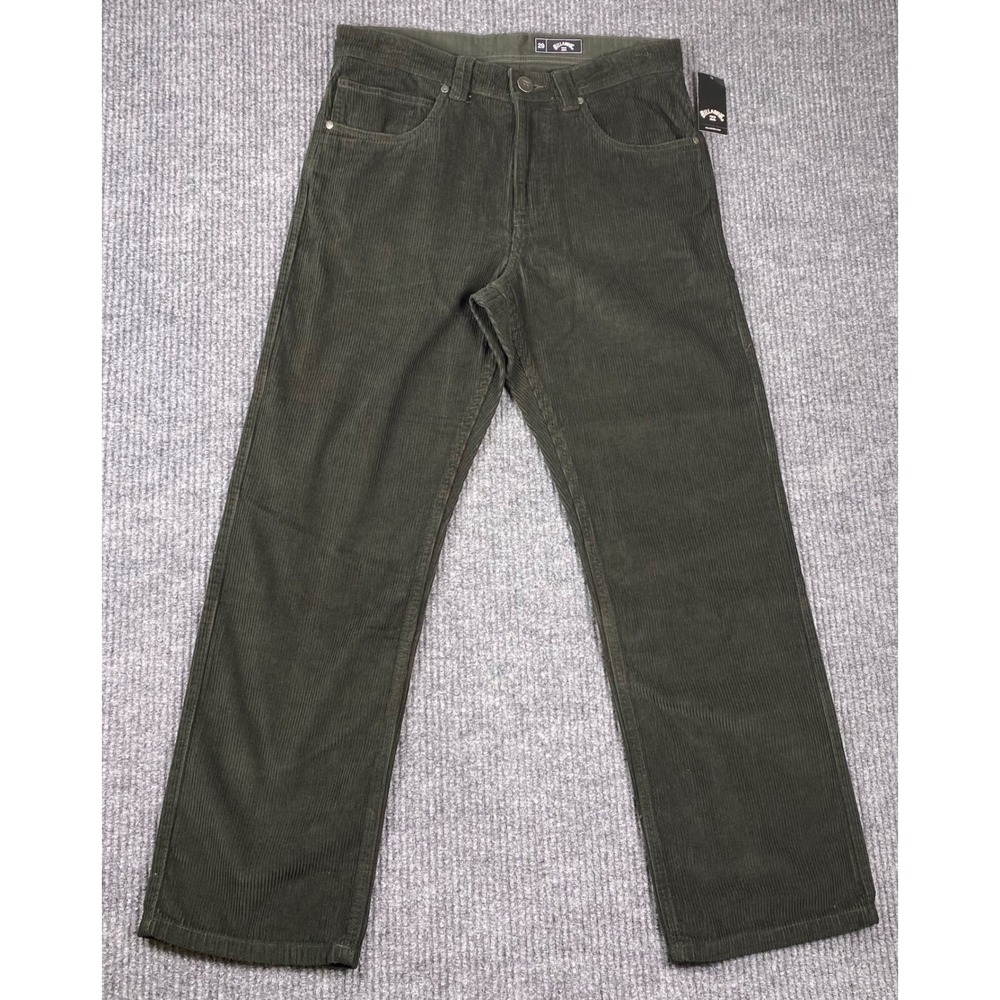 Billabong The 55 Cord Pant Mens 29 Green Corduroy Skate Surf Retro Gorpcore